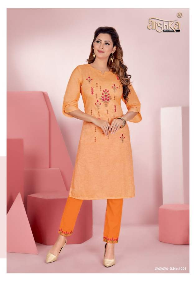 Alishka Senorita Latest Fancy Ethnic Wear Embroidery Kurti With Pant Collection